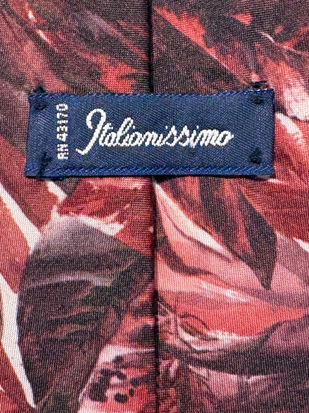 Italianissimo Red Floral Abstract Men's Classic Silk-Look Polyester Necktie 3.75